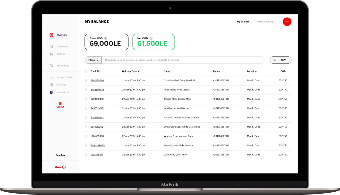 Manage your cash flow by monitoring collected cash and pending invoices through Bosta cash collection service.